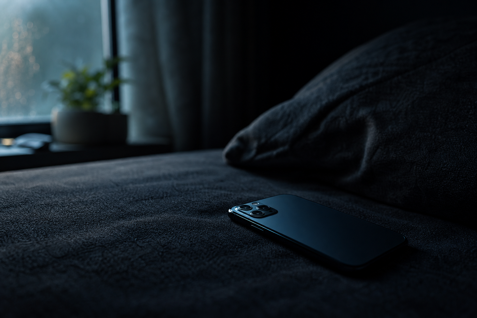 Phone placed face down to protect attention