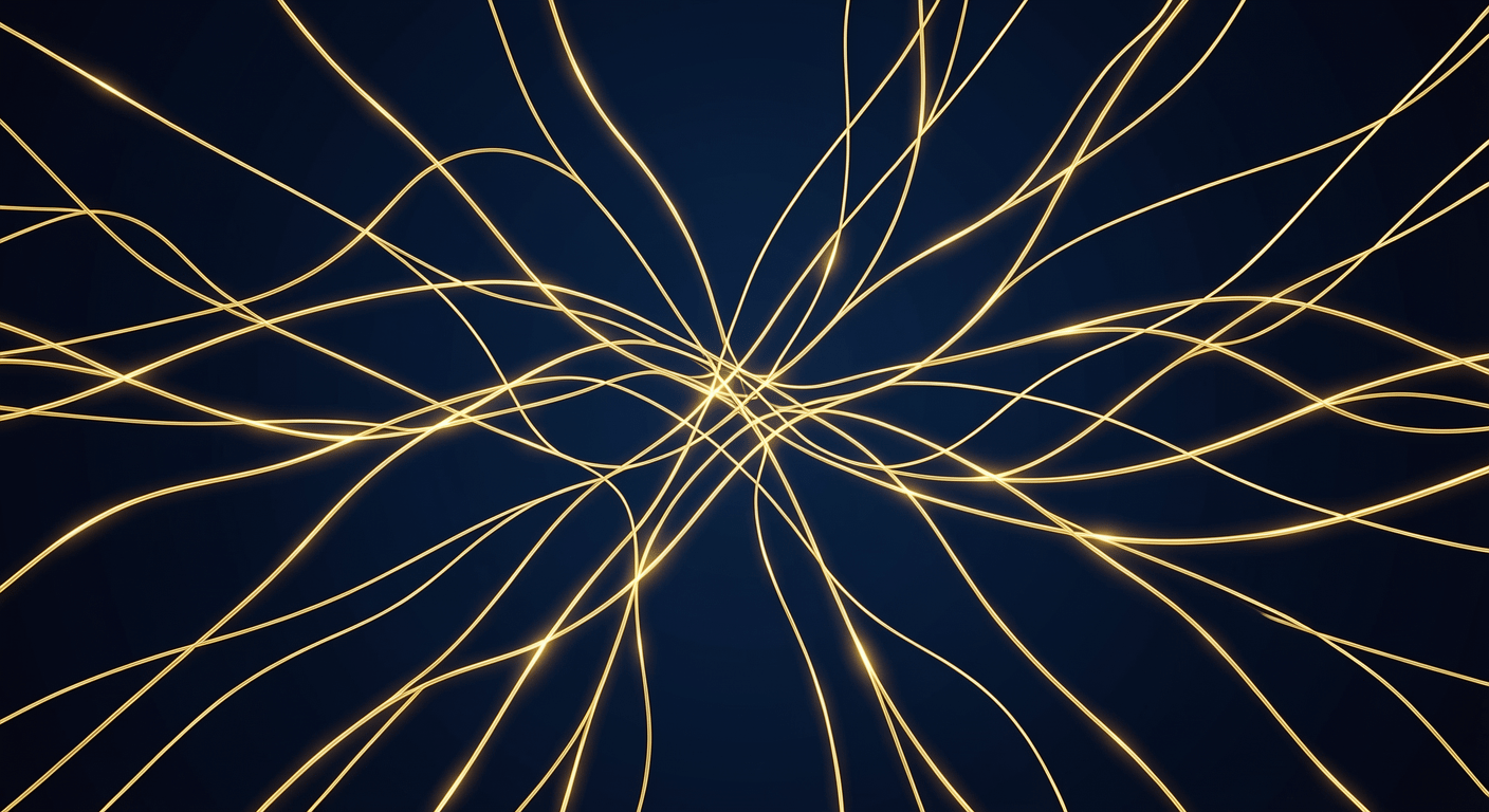 Abstract visualization of golden neural pathways rebuilding and forming new connections in dark space