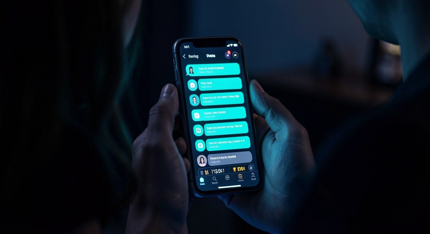 Smartphone with notification icons lighting up in dark room, resembling slot machine interface